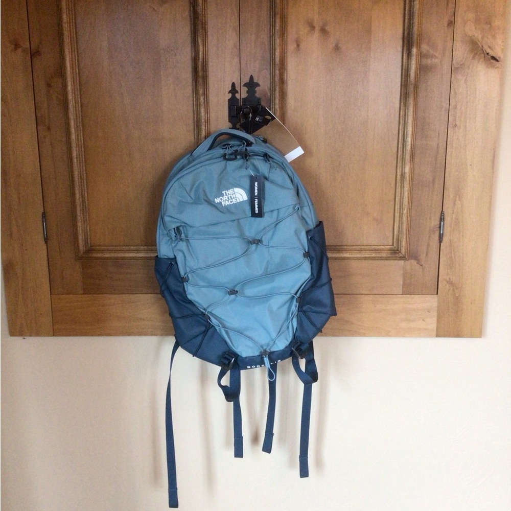 The North Face light blue and navy backpack